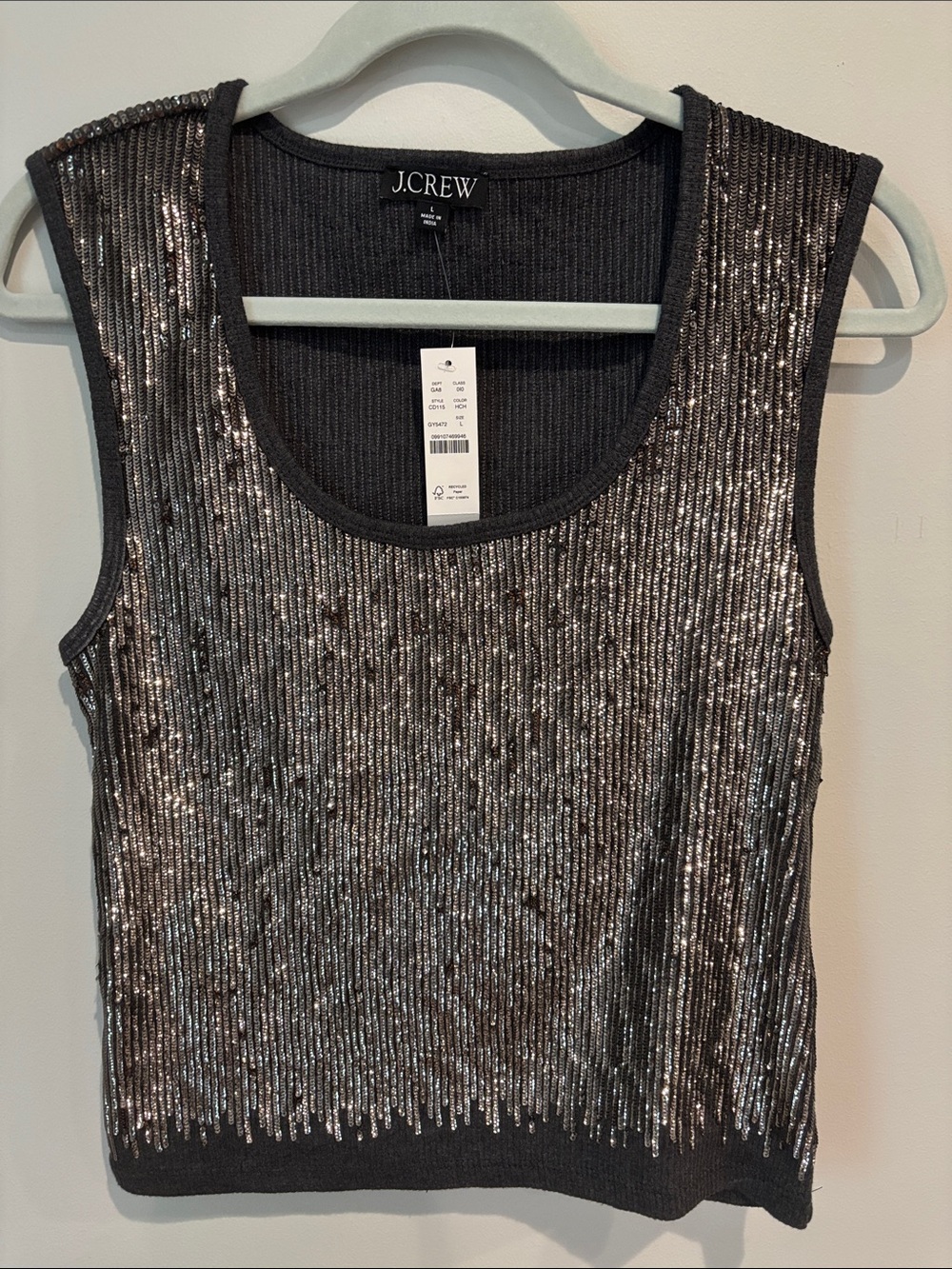 Multiple: NWT J. Crew Ribbed Sequin-Embellished Tank Tops- Size L and XL